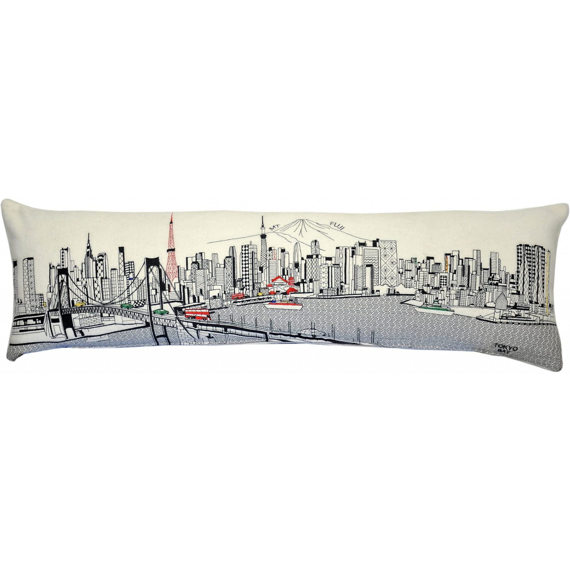 HomeRoots Cream 45  White Tokyo Daylight Skyline Lumbar Decorative Pillow