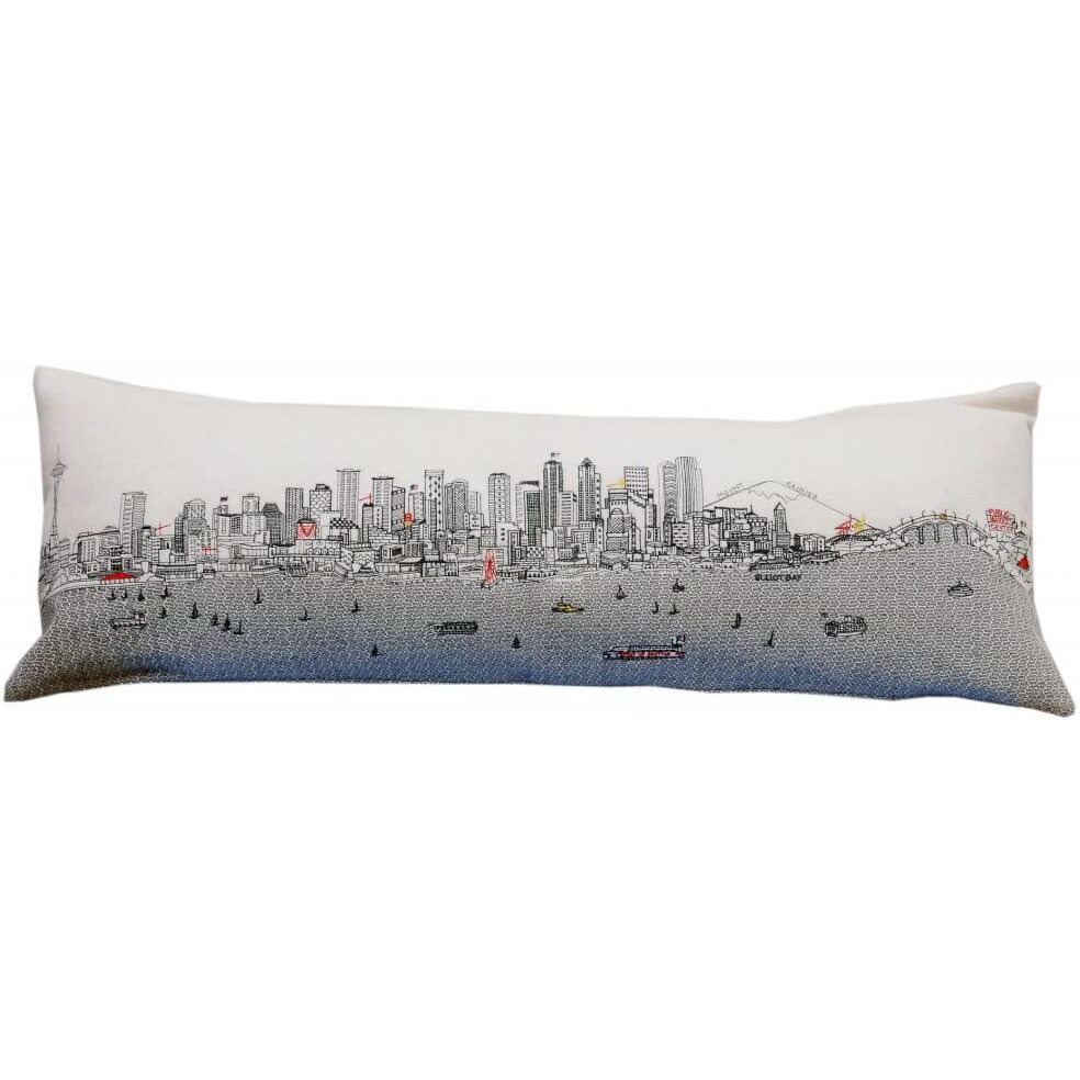 HomeRoots Cream 45  White Seattle Daylight Skyline Lumbar Decorative Pillow