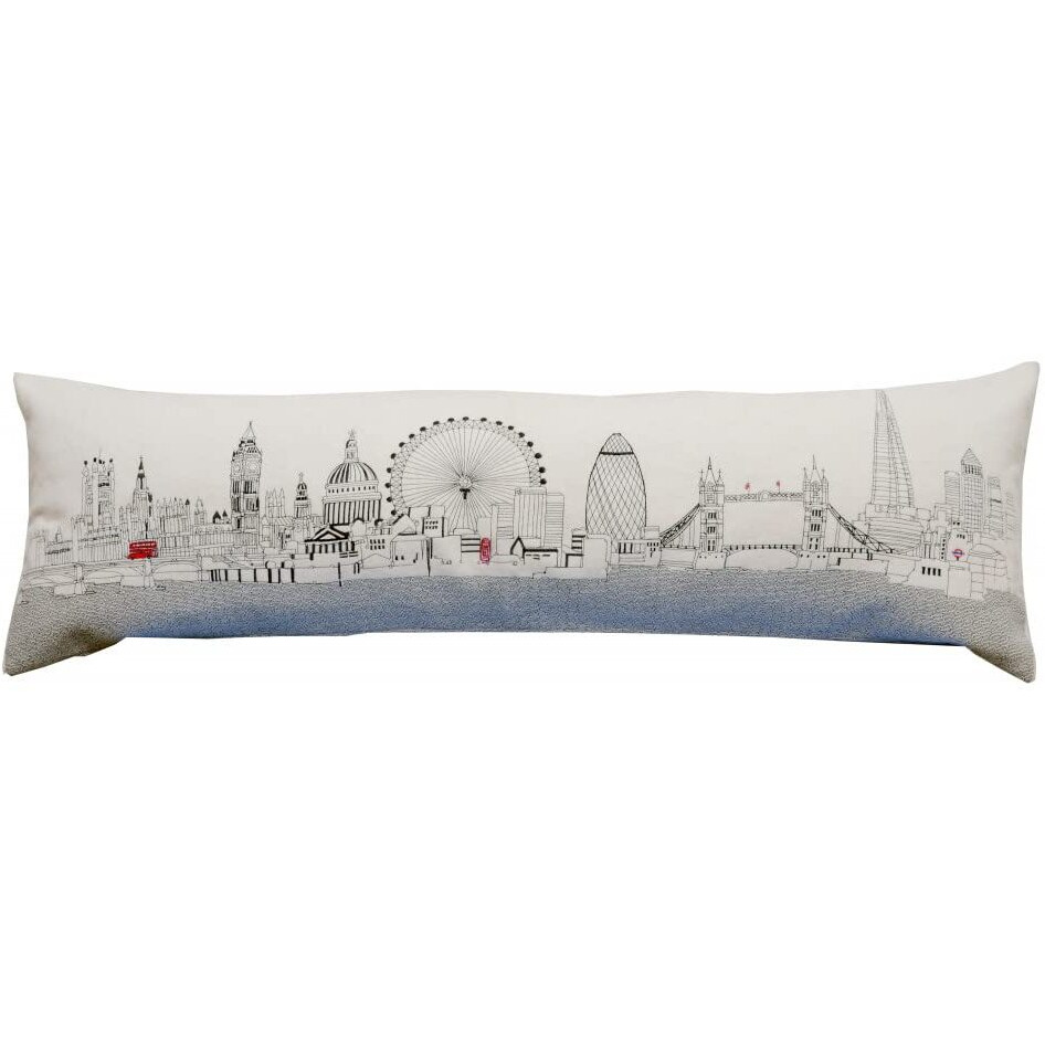 HomeRoots Cream 45  White London Daylight Skyline Lumbar Decorative Pillow