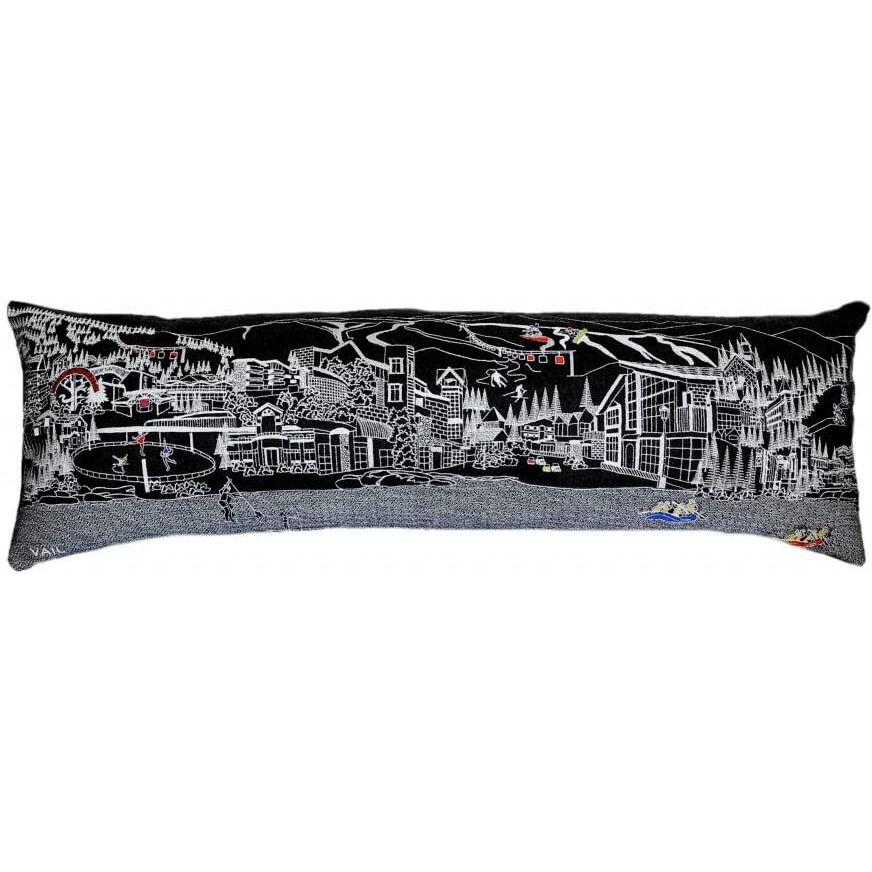 HomeRoots Grey 45  BlackVail Nighttime Skyline Lumbar Decorative Pillow