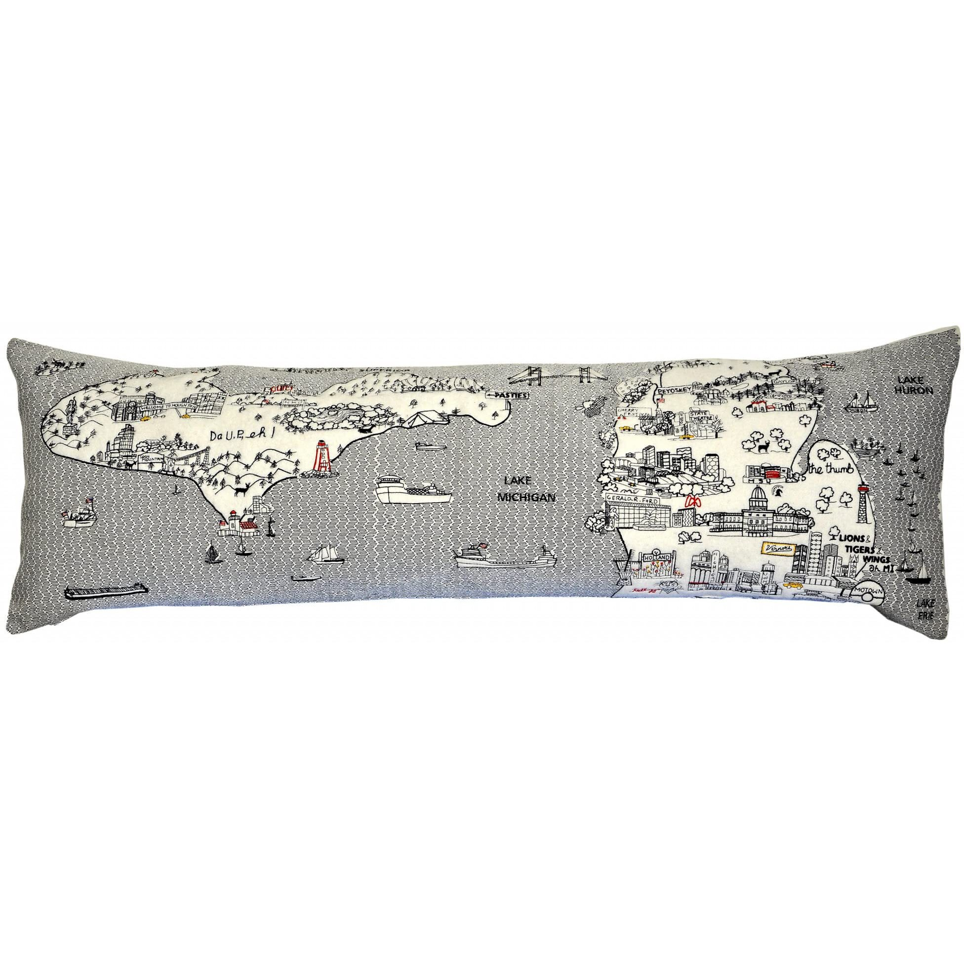 HomeRoots Cream 45  White Michigan Daylight Skyline Lumbar Decorative Pillow