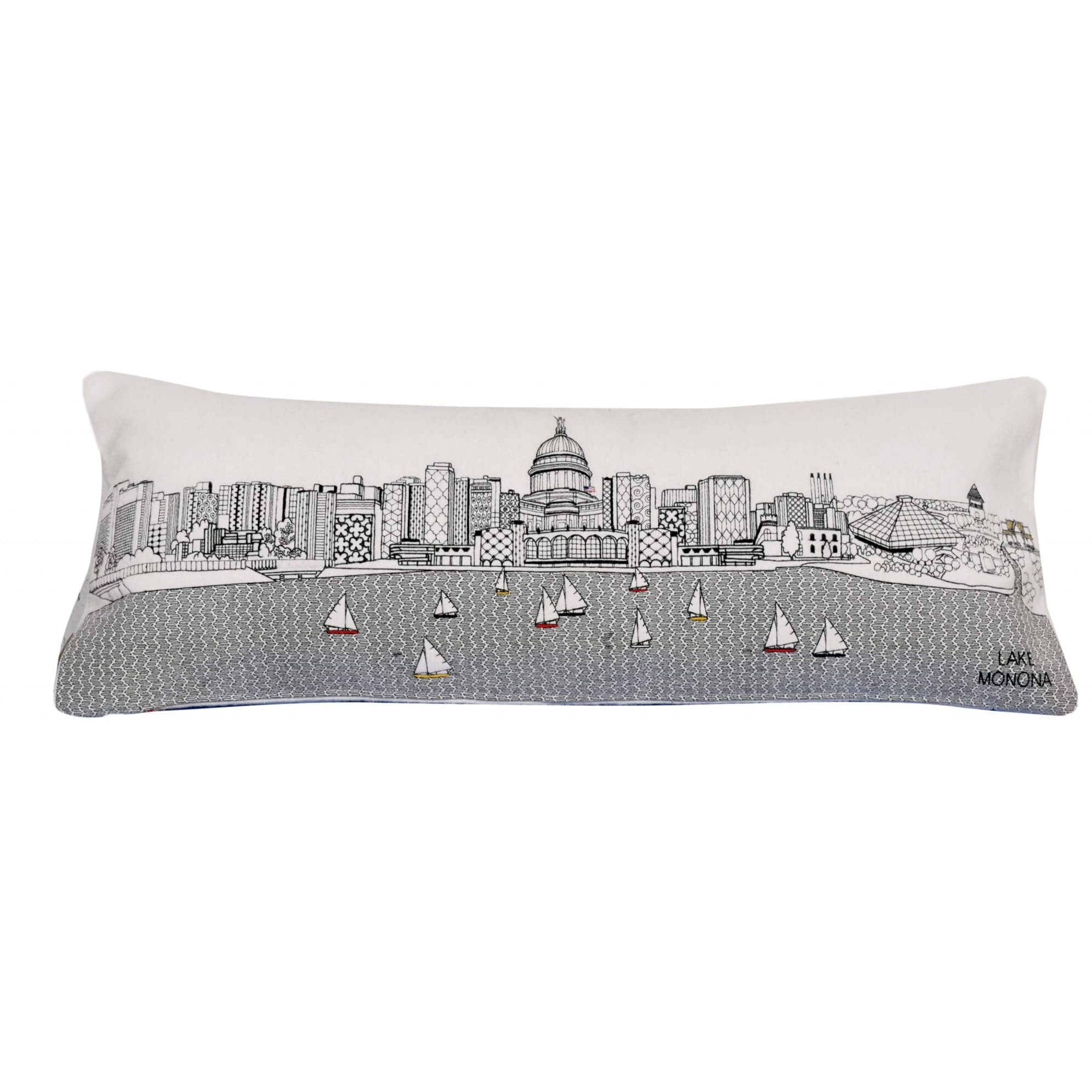 HomeRoots Cream 35  White Madison Daylight Skyline Lumbar Decorative Pillow