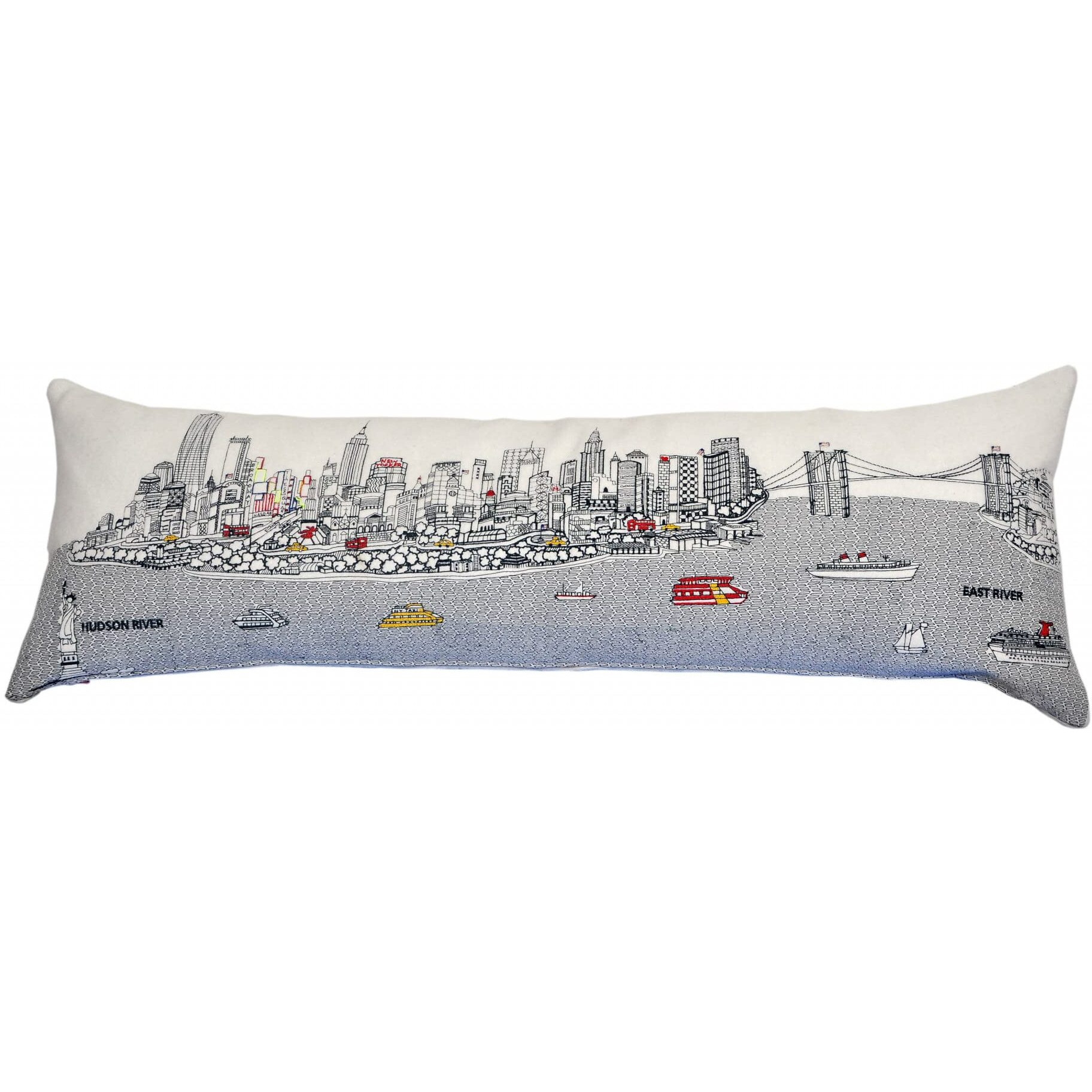 HomeRoots Cream 45  White NYC Daylight Skyline Lumbar Decorative Pillow