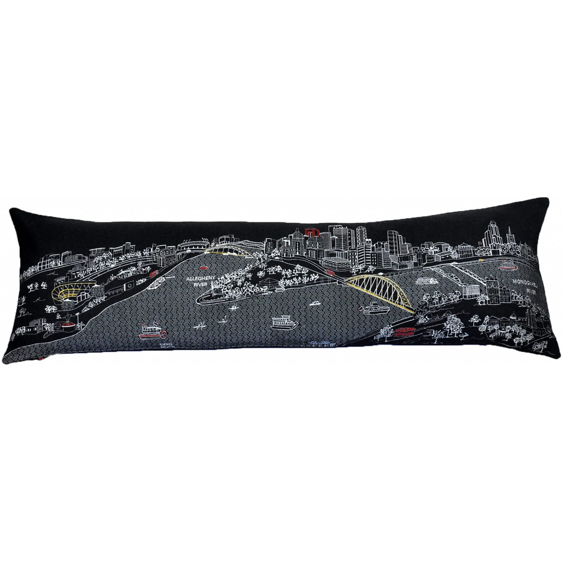 HomeRoots Grey 45  Black Pittsburgh Nighttime Skyline Lumbar Decorative Pillow