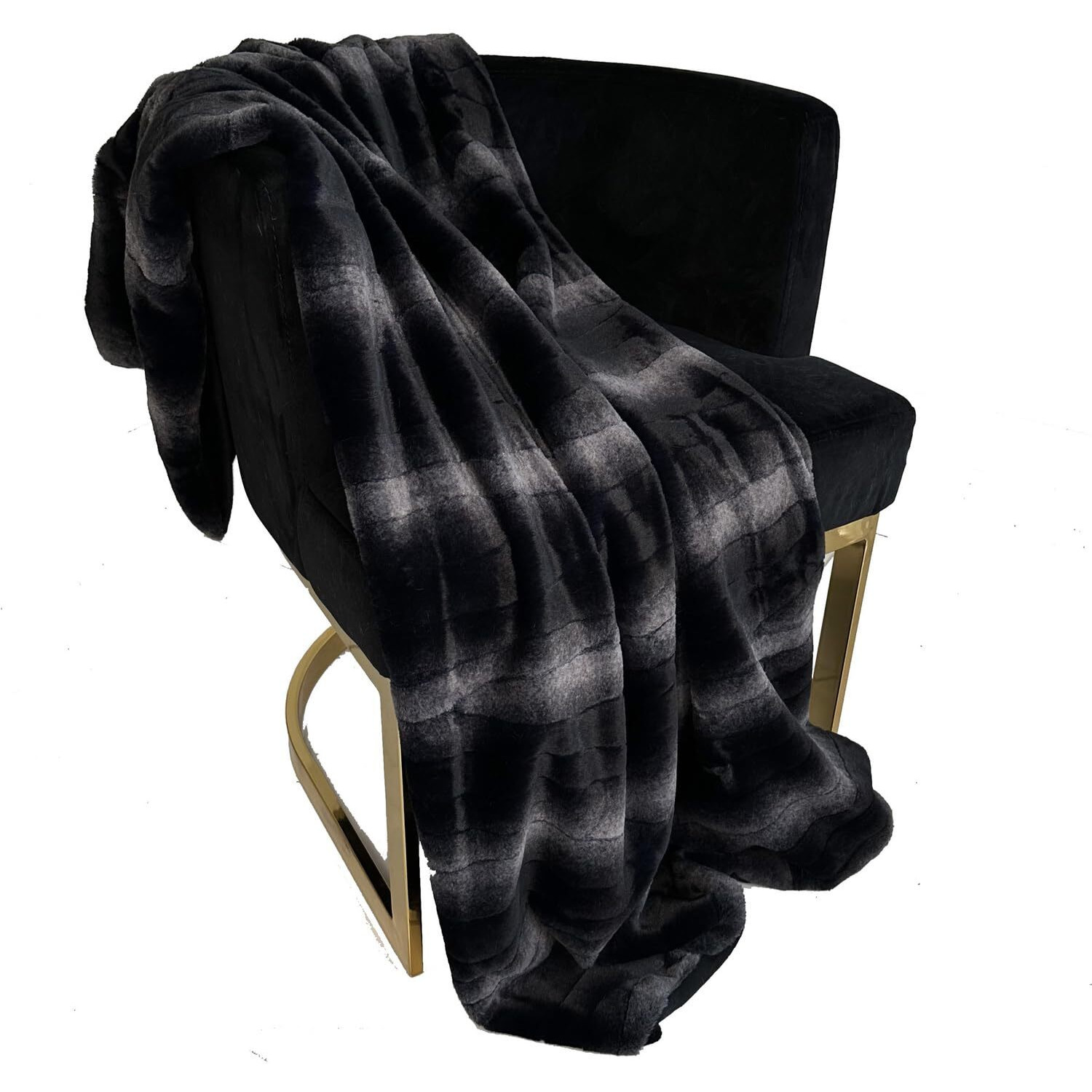 Plutus Brands Black Graphite Furever Faux Fur Luxury Throw Blanket