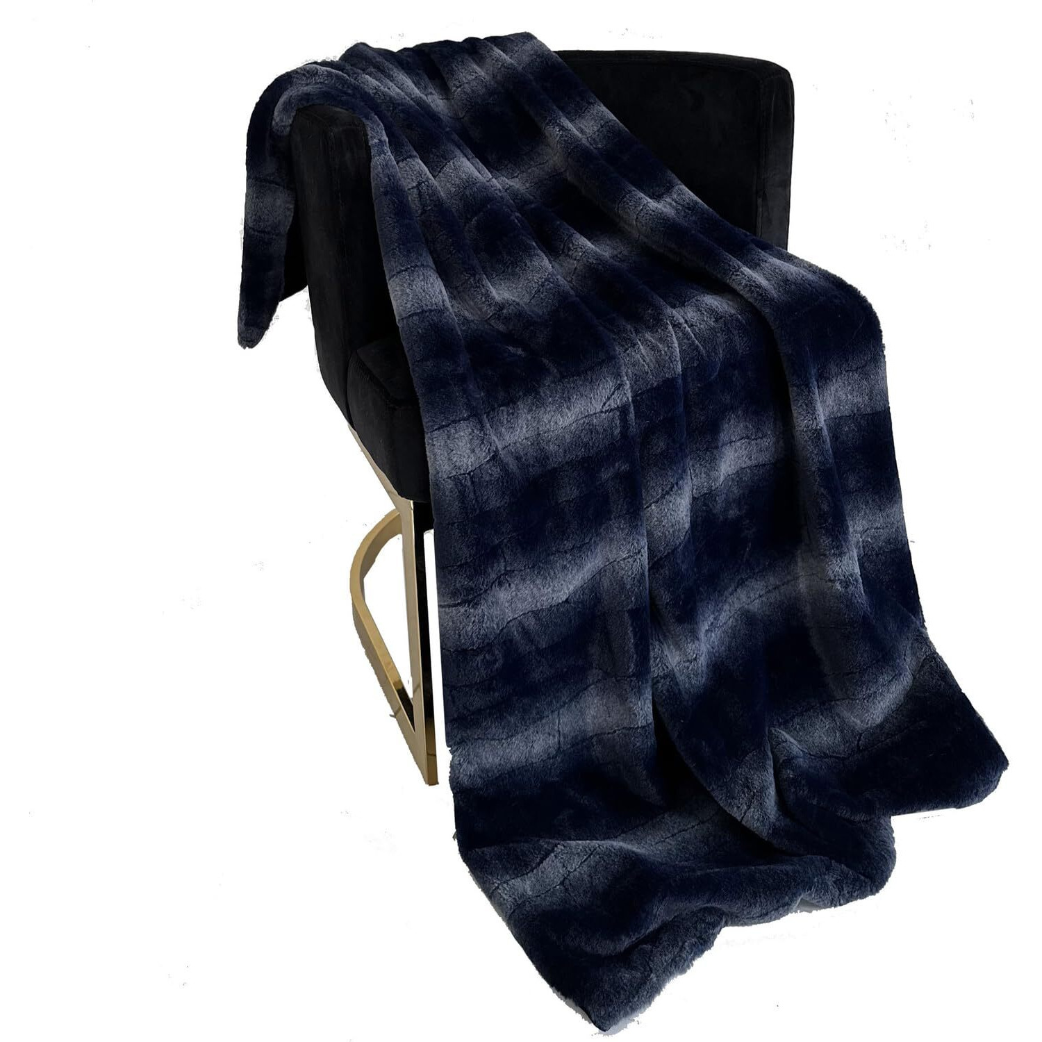 Plutus Brands Blue Ink Furever Faux Fur Luxury Throw Blanket