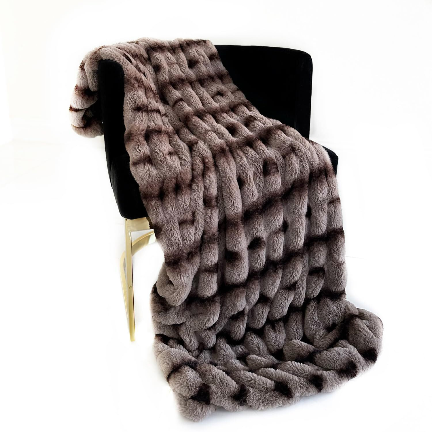 Plutus Brands Brown Fluffy Bunni Faux Fur Luxury Throw Blanket