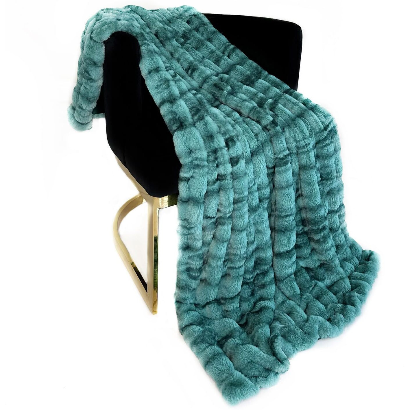 Plutus Brands Teal Sherpa Faux Fur Luxury Throw Blanket