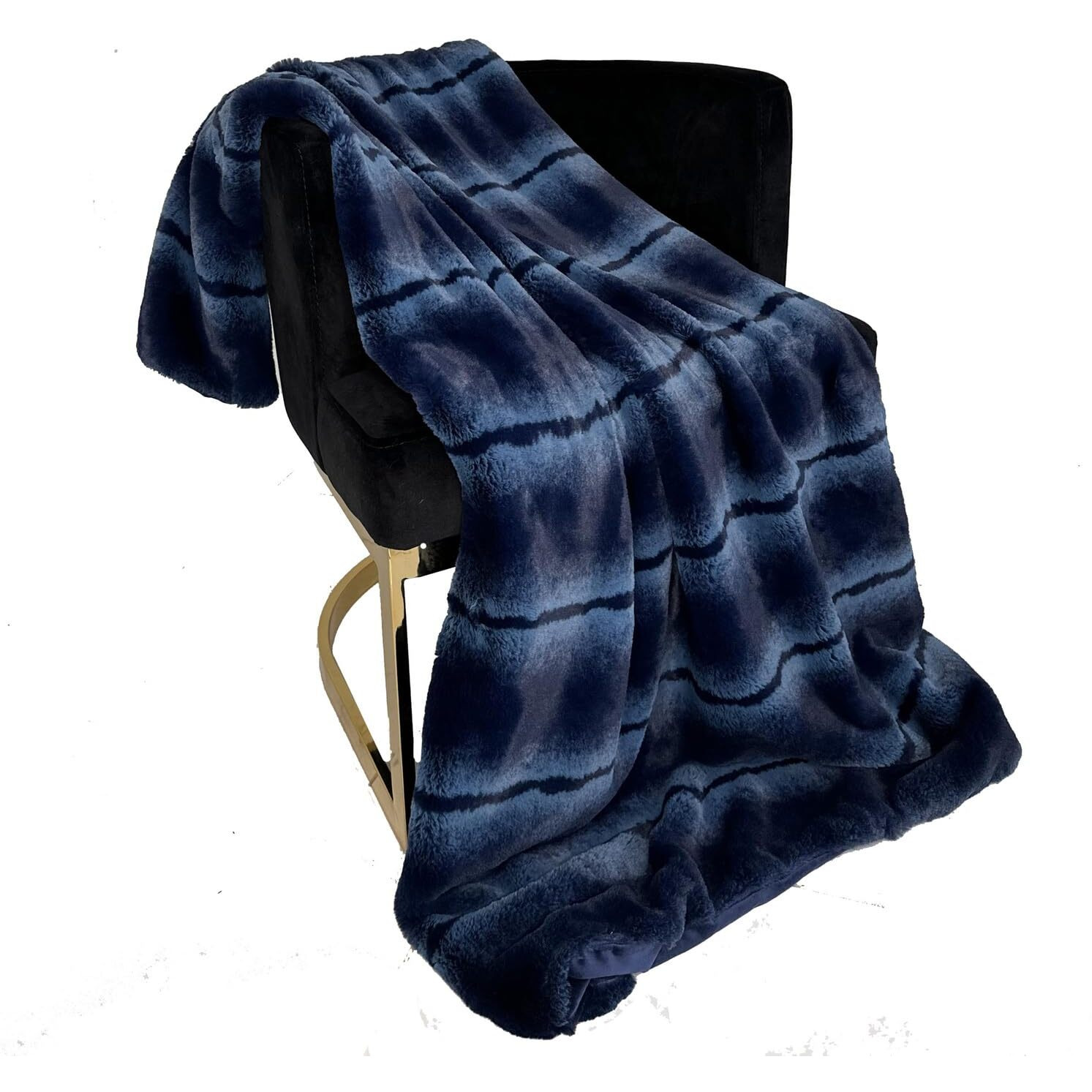 Plutus Brands Blue Fluffy Fields Faux Fur Luxury Throw Blanket