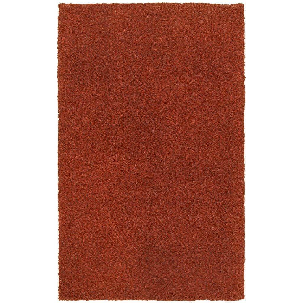 HomeRoots 509001 5 x 7 ft. Rust Red Shag Tufted Handmade Stain Resistant Area Rug