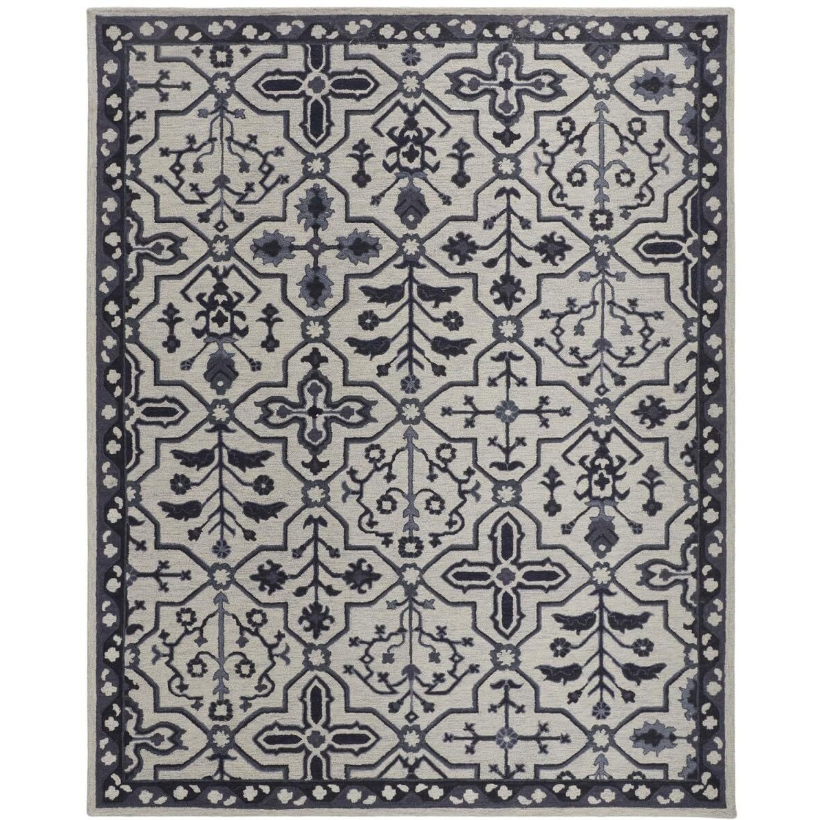 HomeRoots 513674 5 x 8 ft. Taupe & Gray Wool Floral Hand Tufted Handmade Stain Resistant Rectangle Area Rug