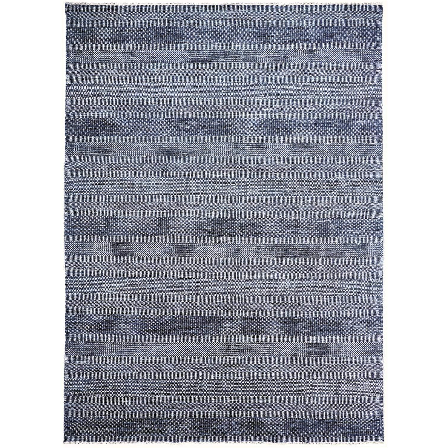 HomeRoots 513853 9 x 12 ft. Blue & Gray Wool Striped Hand Knotted Rectangle Area Rug