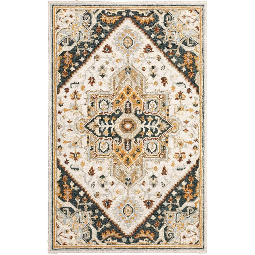 HomeRoots 508112 5 x 8 ft. Oriental Tufted Handmade Stain Resistant Area Rug Multi Color