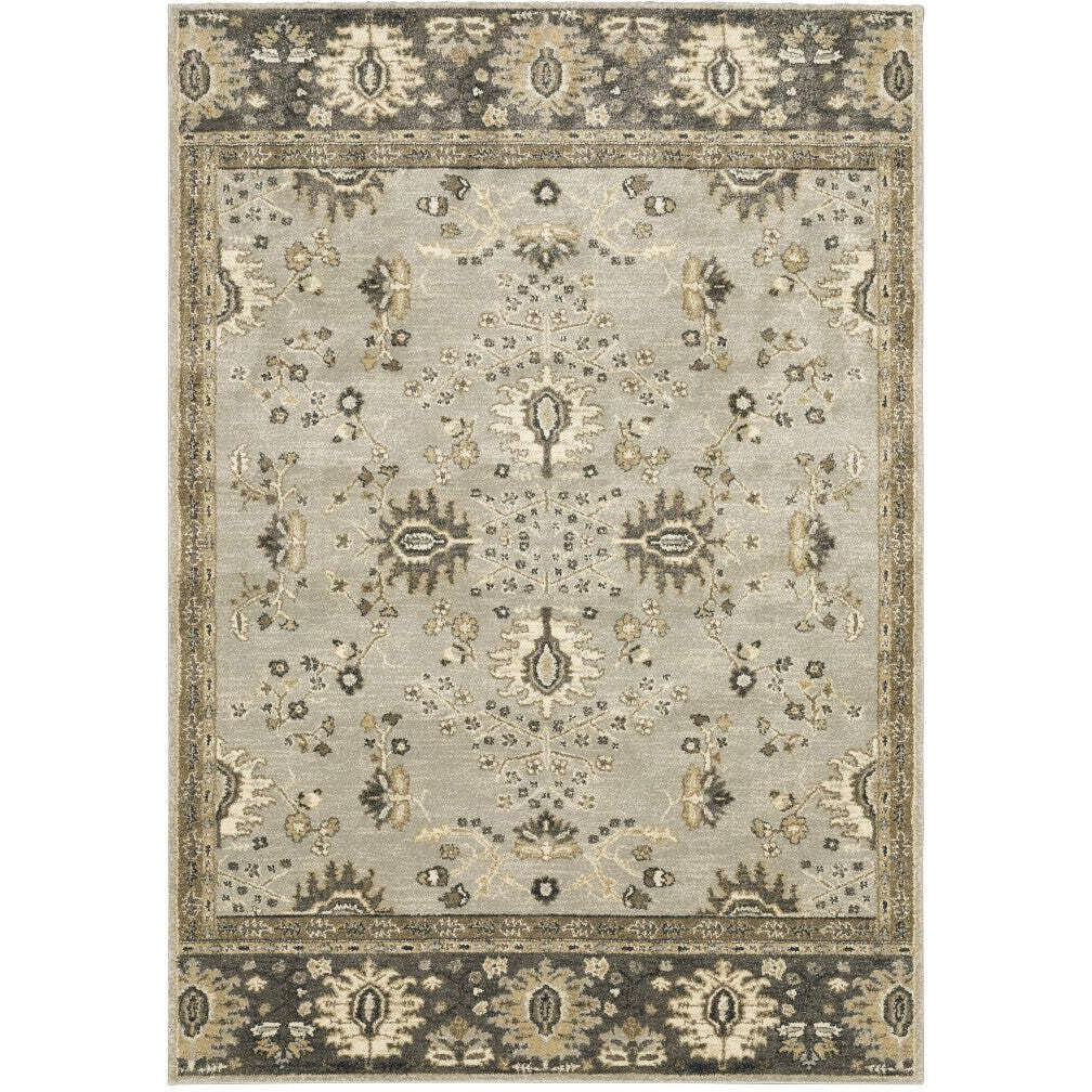 HomeRoots 508848 6 x 9 ft. Gray Brown Tan & Beige Oriental Power Loom Stain Resistant Rectangle Area Rug