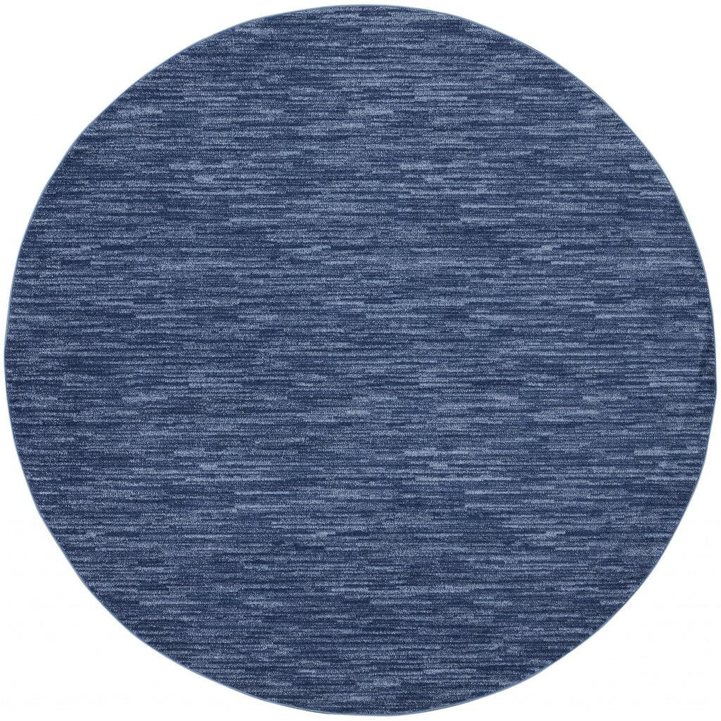 HomeRoots 479536 8 x 8 ft. Navy Blue Round Non Skid Indoor & Outdoor Area Rug