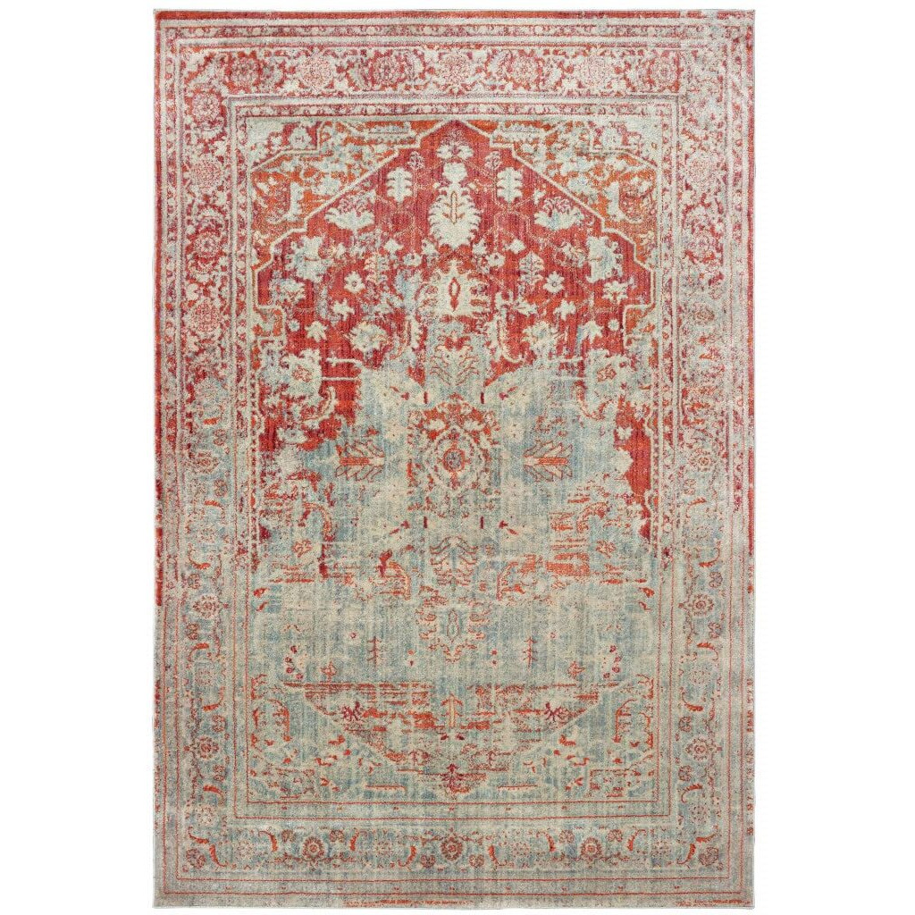 HomeRoots 509630 10 x 13 ft. Gray & Orange Oriental Power Loom Stain Resistant Rectangle Area Rug