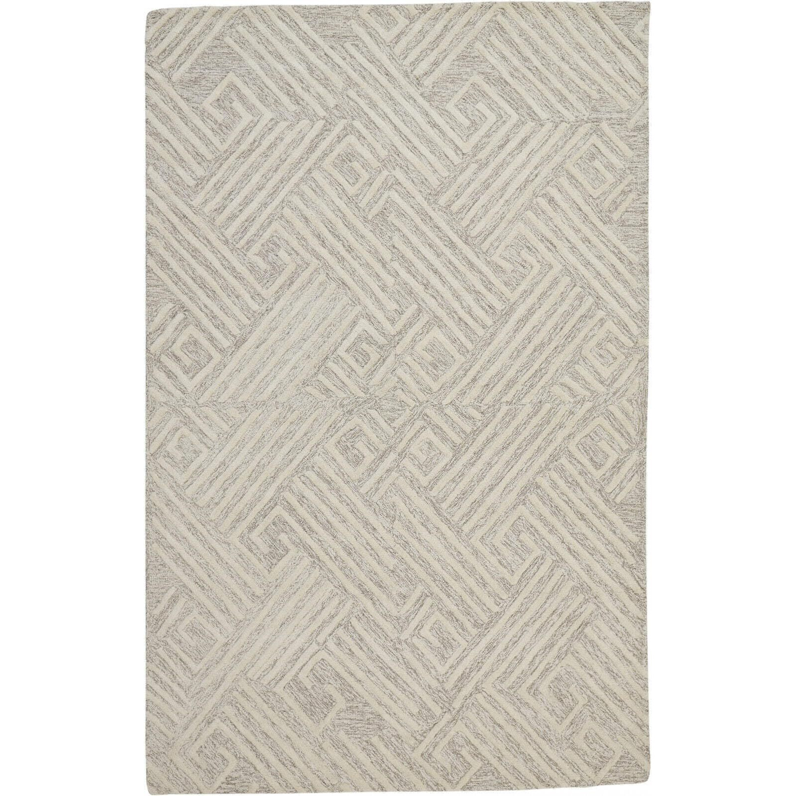 HomeRoots 511864 8 x 11 ft. Tan & Ivory Wool Geometric Hand Tufted Handmade Stain Resistant Rectangle Area Rug