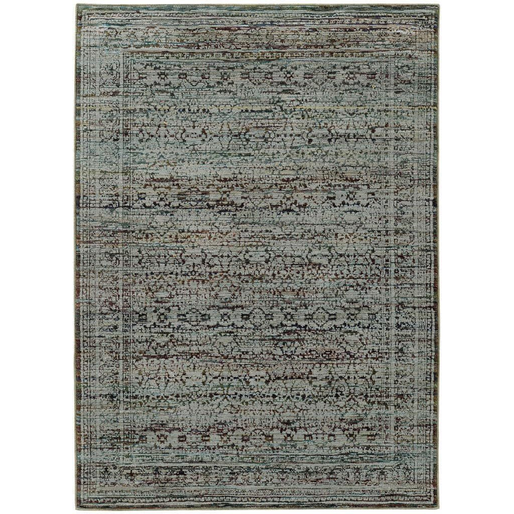 HomeRoots 510016 3 x 5 ft. Blue & Purple Oriental Power Loom Stain Resistant Rectangle Area Rug