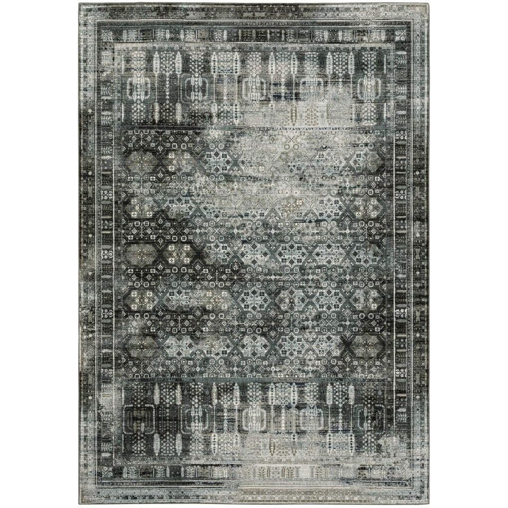 HomeRoots 508933 10 x 13 ft. Oriental Power Loom Rectangle Area Rug Gray & Ivory