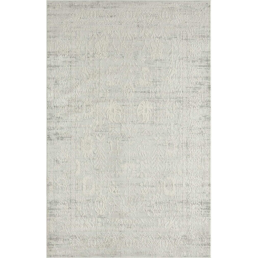 HomeRoots 483041 9 x 12 ft. Ivory & Gray Floral Power Loom Distressed Stain Resistant Rectangle Traditional Area Rug