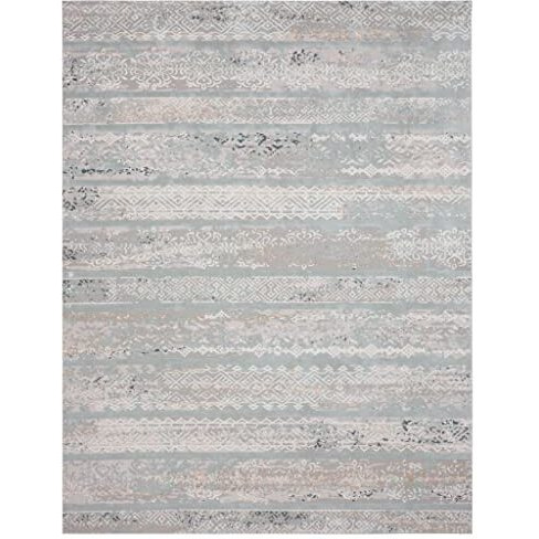 HomeRoots 515905 9 x 12 ft. Blue Abstract Distressed Rectangle Traditional Area Rug