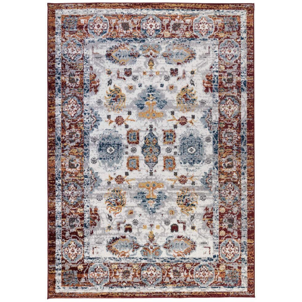 HomeRoots 531921 9 x 12 ft. Brown Floral Power Loom Rectangle Area Rug