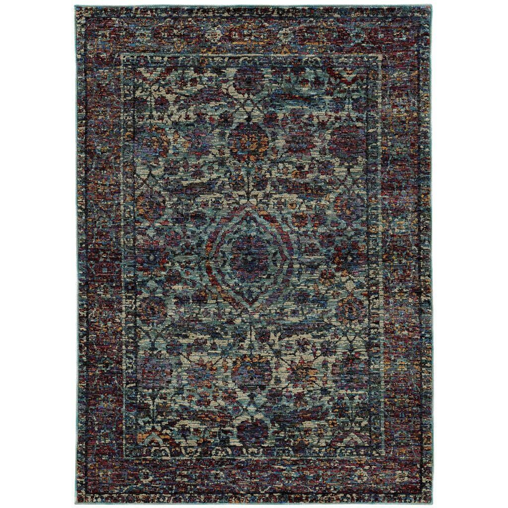 HomeRoots 510062 3 x 5 ft. Oriental Power Loom Stain Resistant Area Rug Blue & Purple