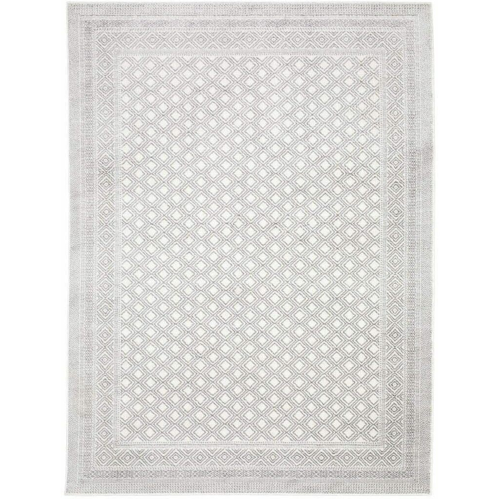 HomeRoots 507935 6 x 9 ft. White & Gray Oriental Power Loom Stain Resistant Rectangle Area Rug