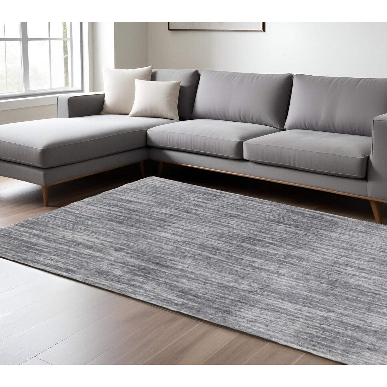 HomeRoots 507840 6 x 9 ft. Gray Shag Power Loom Stain Resistant Rectangle Area Rug