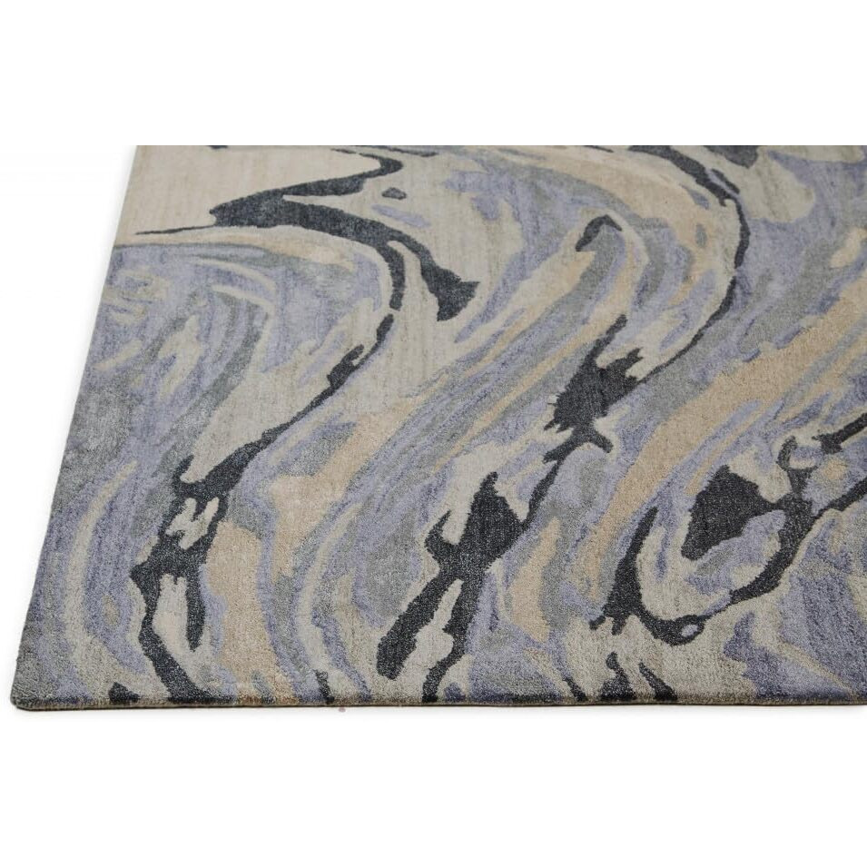 HomeRoots 512255 5 x 8 ft. Blue Gray & Taupe Abstract Hand Tufted Handmade Rectangle Area Rug