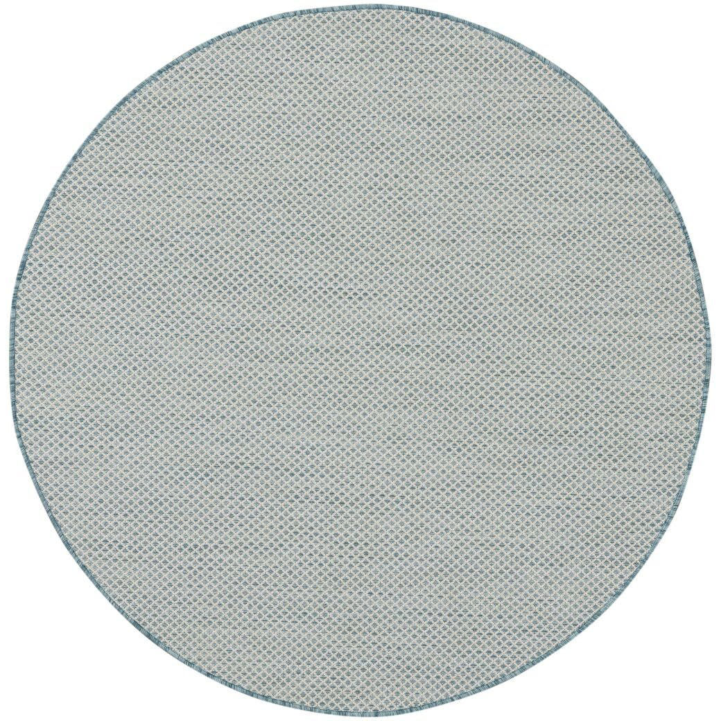 HomeRoots 522004 4 ft. Blue Geometric Power Loom Round Area Rug