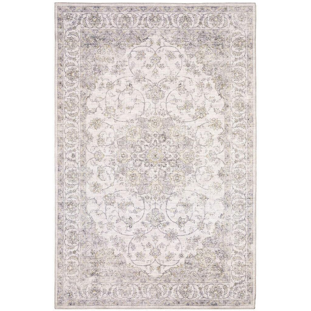 HomeRoots 509516 9 x 12 ft. Beige Gold & Gray Oriental Power Loom Stain Resistant Rectangle Area Rug