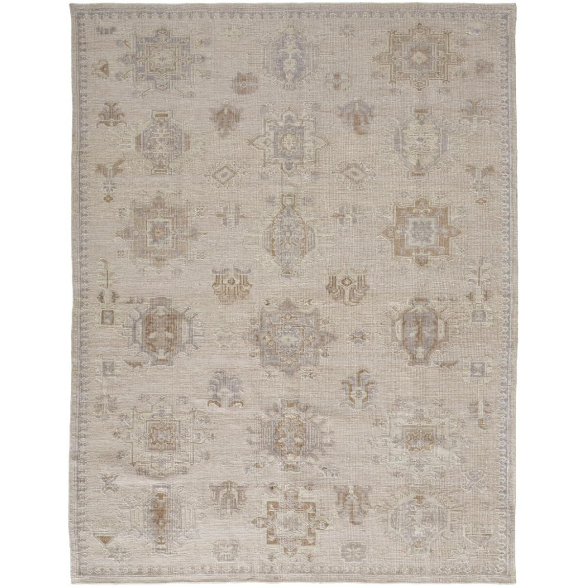 HomeRoots 514991 4 x 6 ft. Tan & Brown Floral Hand Knotted Stain Resistant Rectangle Area Rug