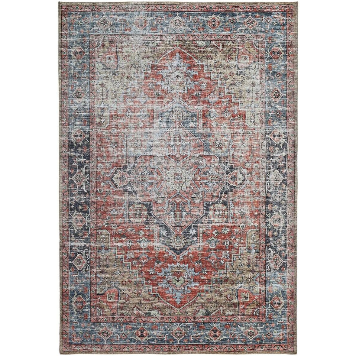 HomeRoots 478950 4 x 6 ft. Rust Oriental Distressed Stain Resistant Rectangle Area Rug