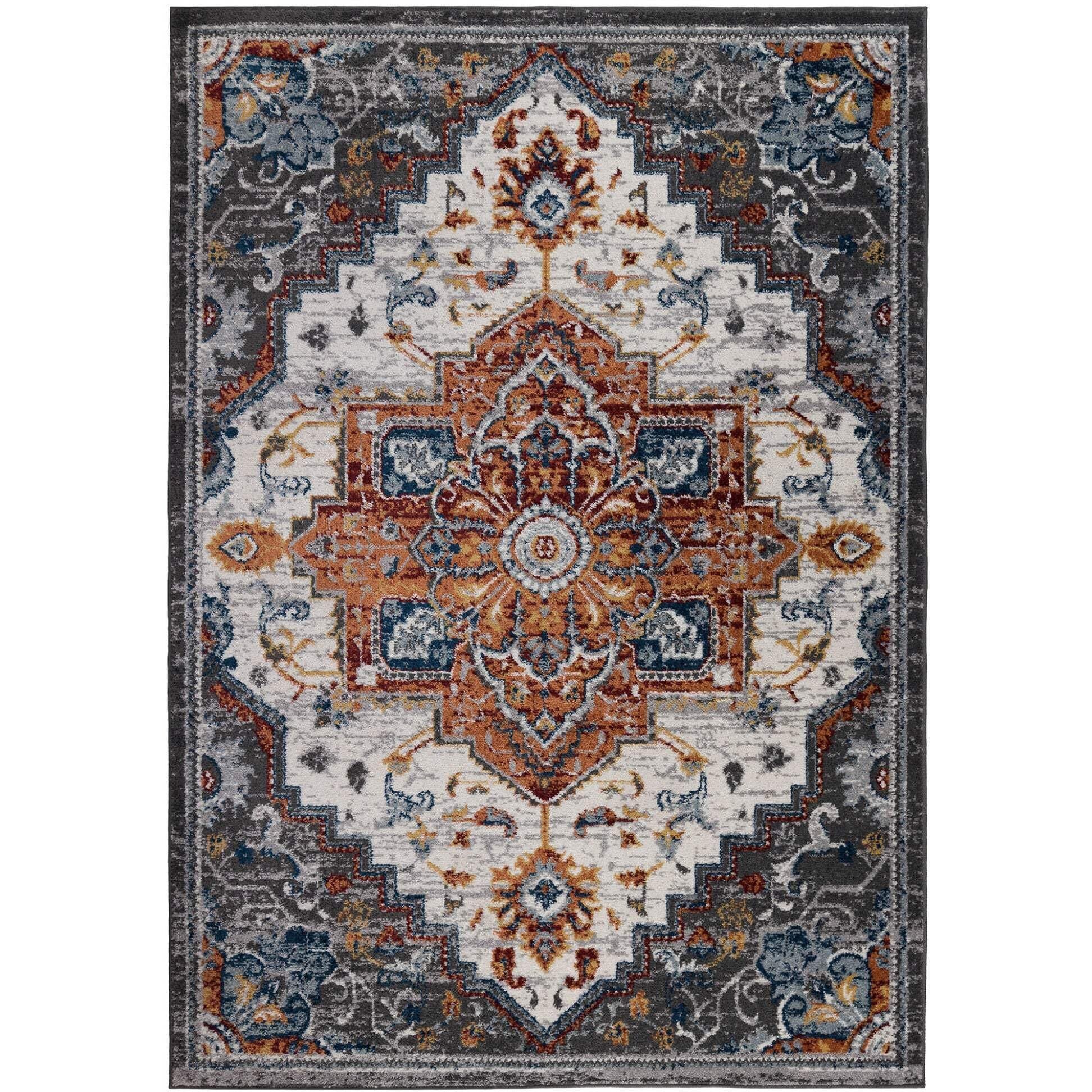 HomeRoots 531953 9 x 12 ft. Brown Medallion Power Loom Rectangle Area Rug