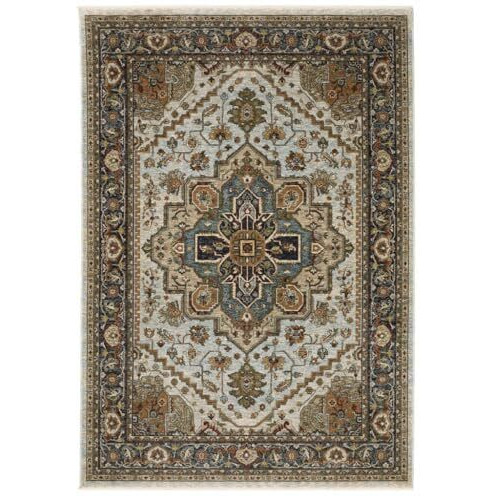 HomeRoots 508075 3 x 5 ft. Oriental Power Loom Area Rug with Fringe Brown & Ivory