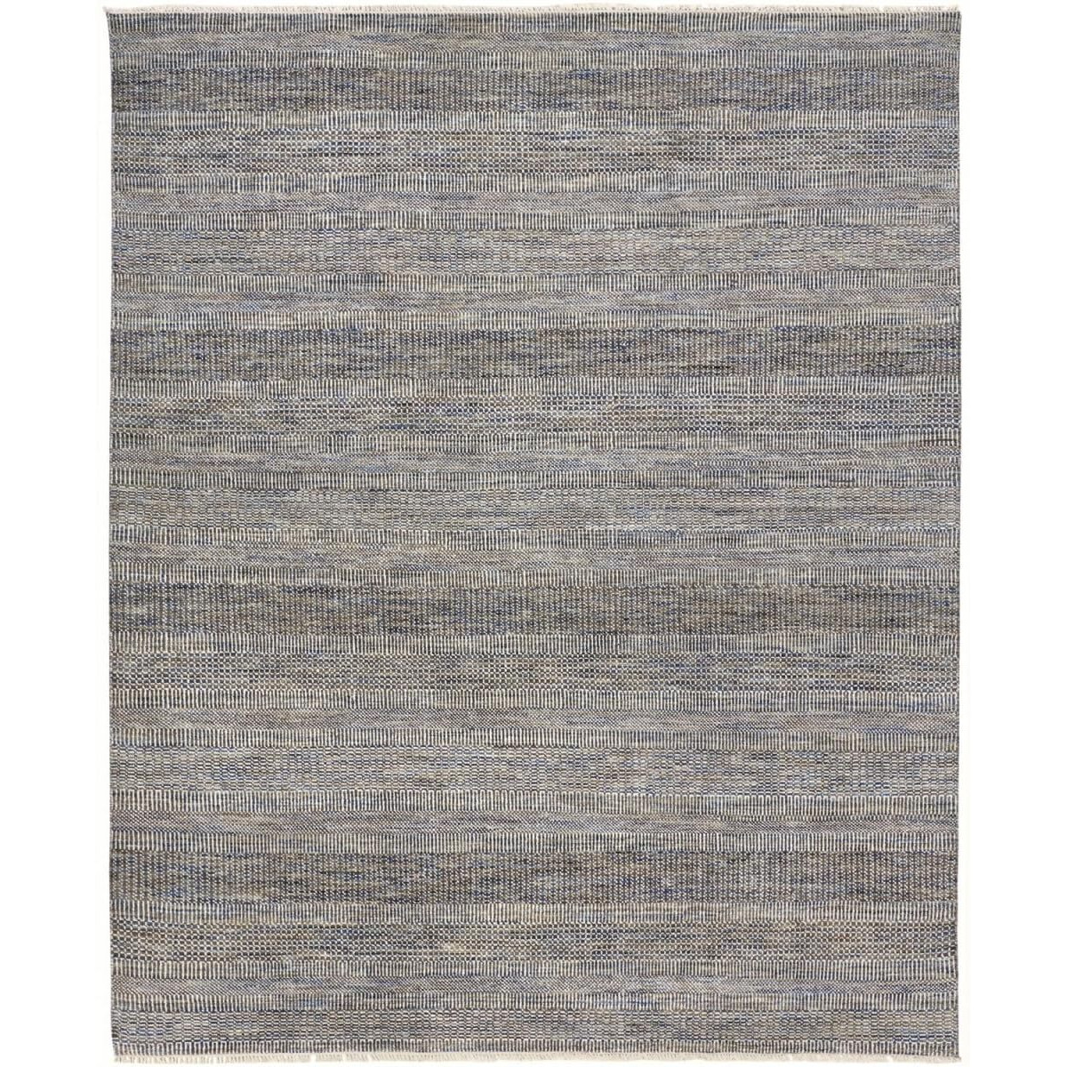 HomeRoots 513877 10 x 13 ft. Silver Wool Striped Hand Knotted Rectangle Area Rug