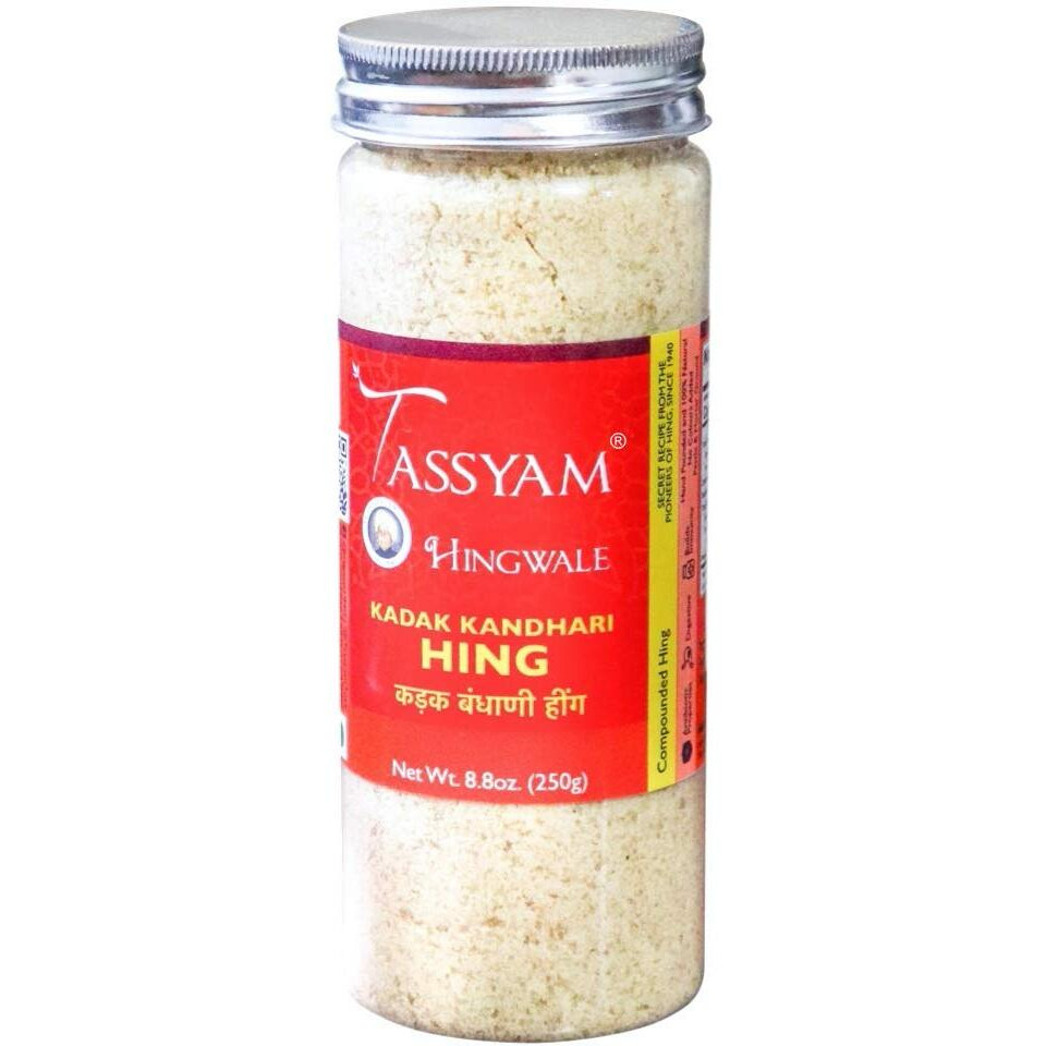 Tassyam Hingwale Asafetida 8.8 oz (250g) Kadak Kandhari Hing | Hand Pounded & Natural | Onion Garlic Substitute