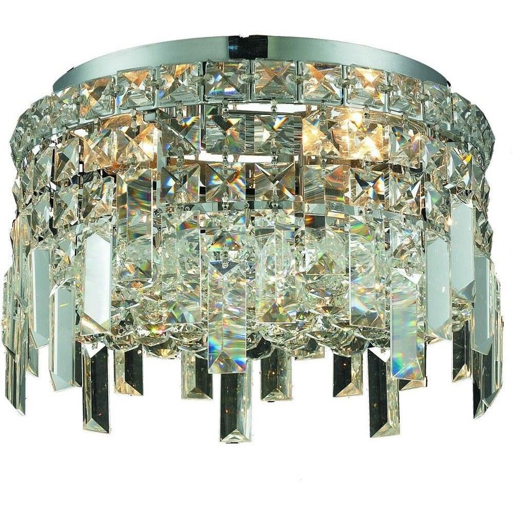 Elegant Lighting 2031F12C/RC Maxim Collection 4-Light Flush Mount Royal Cut Crystals with Chrome Finish