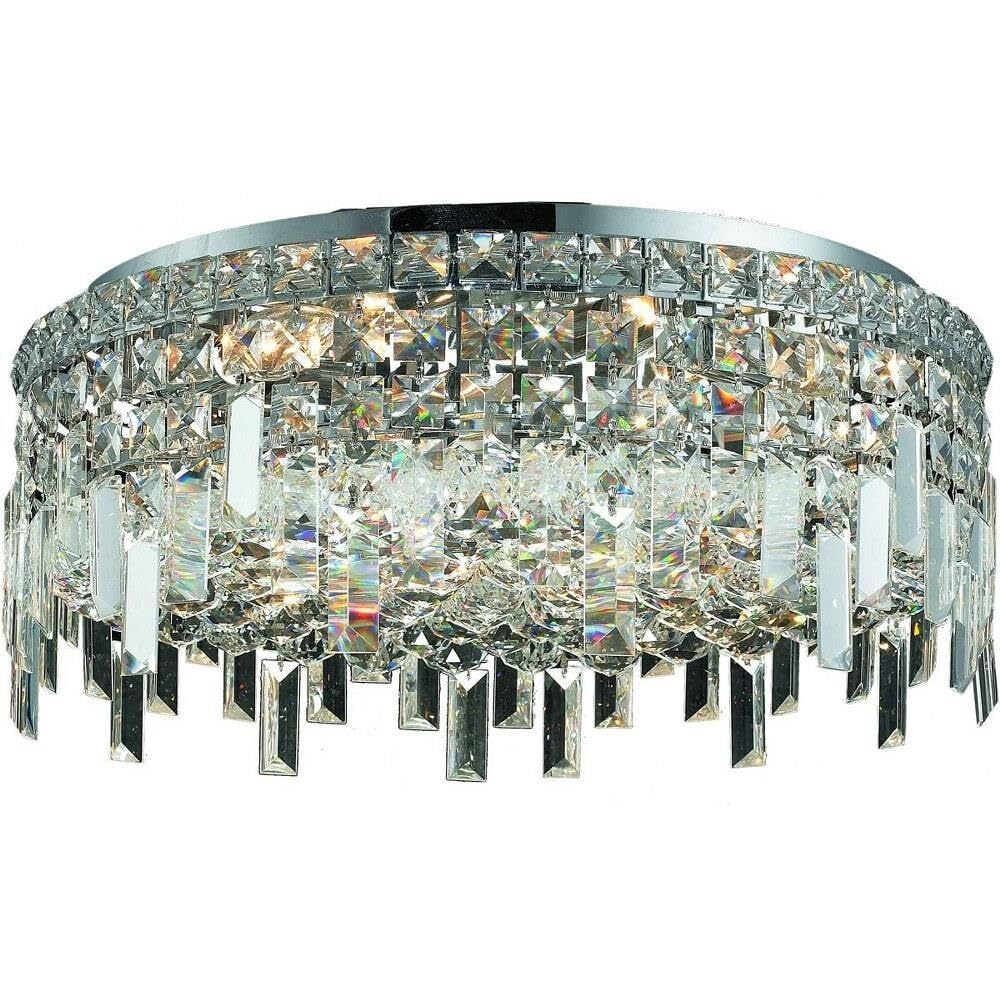 Elegant Lighting 2031F20C/RC Royal Cut Clear Crystal Maxim 6-Light, Single-Tier Flush Mount Crystal Chandelier, Finished in Chrome with Clear Crystals