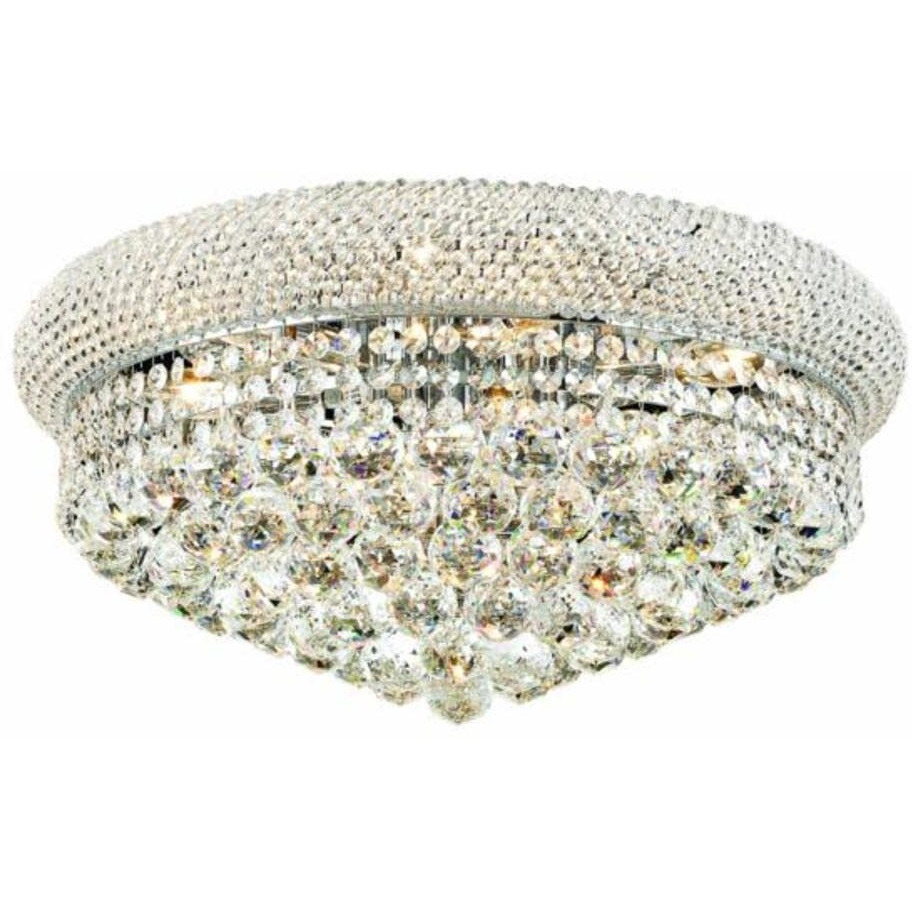 Elegant Lighting 1800F20C/RC Royal Cut Clear Crystal Primo 10-Light, Single-Tier Flush Mount Crystal Chandelier, Finished in Chrome ith Clear Crystals