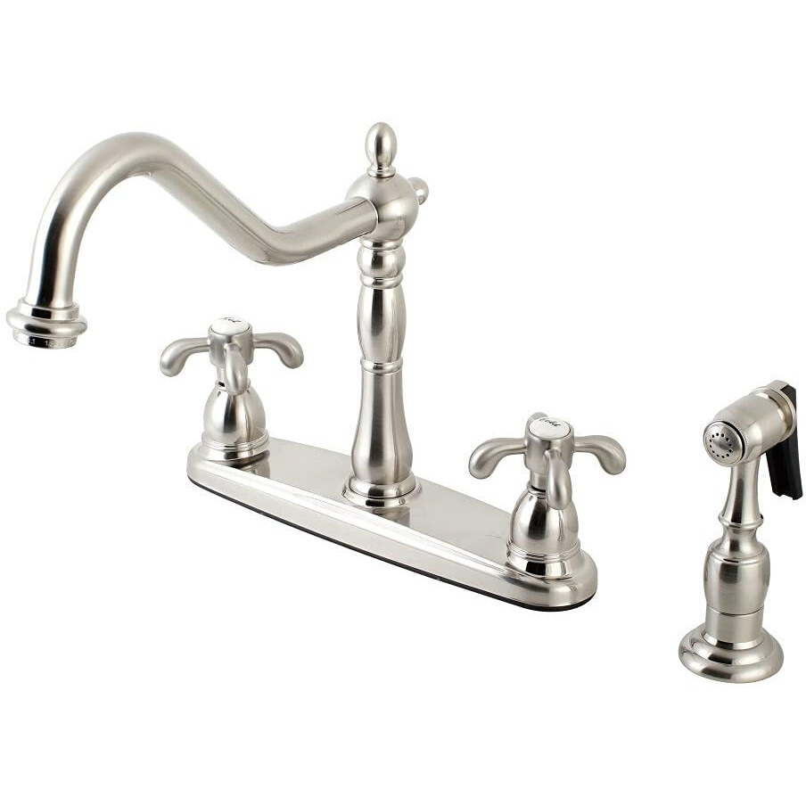 Kingston Brass KB1758TXBS French Country Kitchen Faucet with Brass Sprayer, 8-5/8-Inch