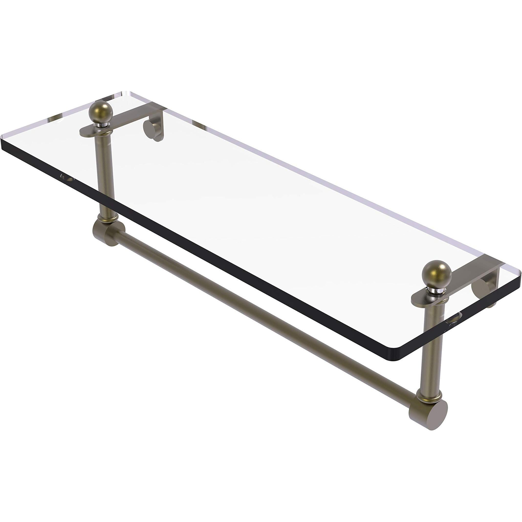 Allied Brass PR-1/16TB-ABR 16-Inch Single Shelf with Towel Bar, Antique Brass