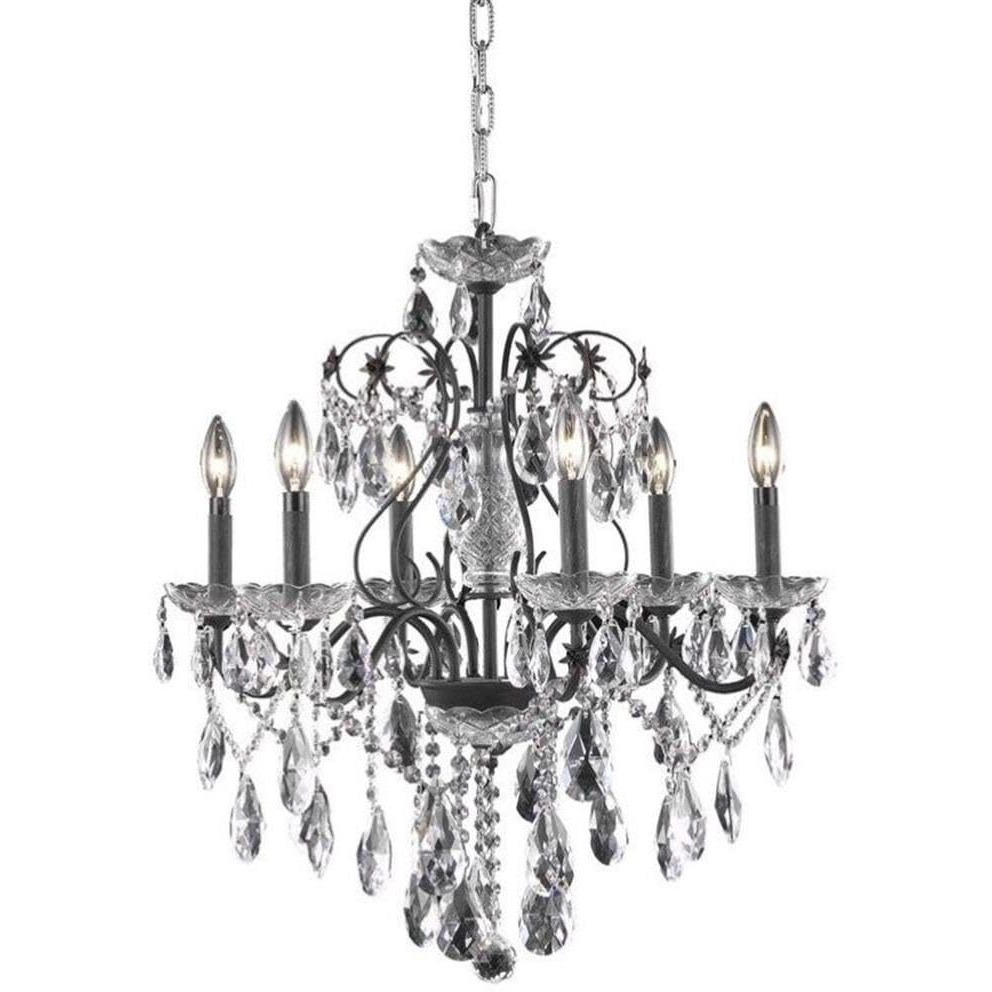 Elegant Lighting St. Francis Collection 6-Light Hanging Fixture ith Royal Cut Crystals, Dark Bronze Finish