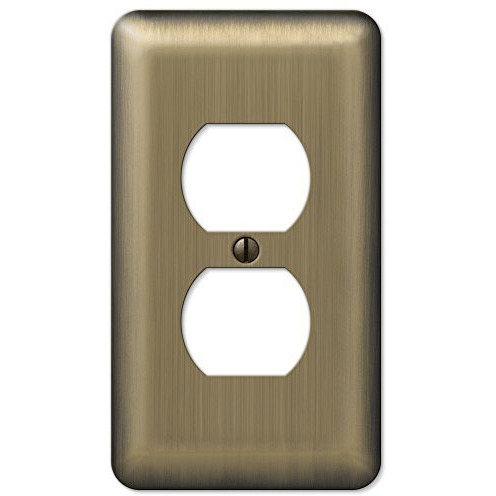 Amertac 154D 1 Duplex Round Corner Brushed Brass Steel Wallplate