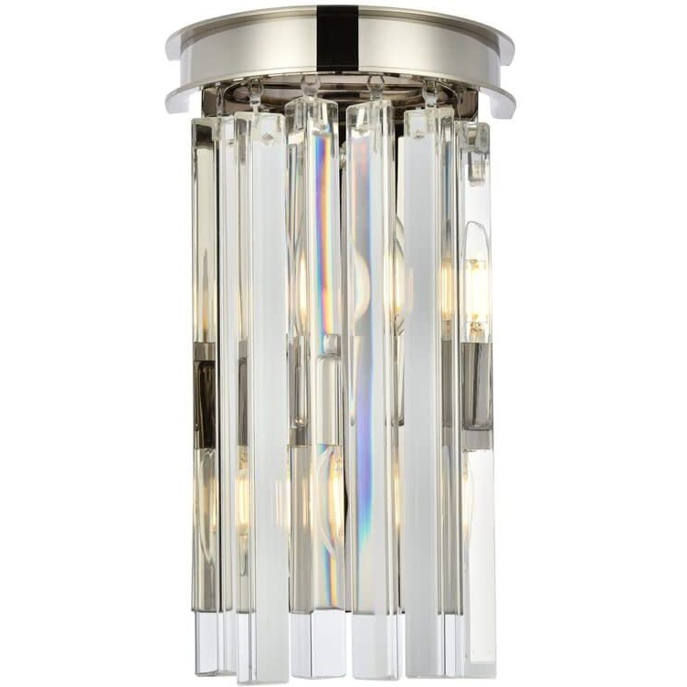 Elegant Lighting Sydney Collection 2-Light Wall Lamp with Royal Cut Crystals, Polished Nickel Finish