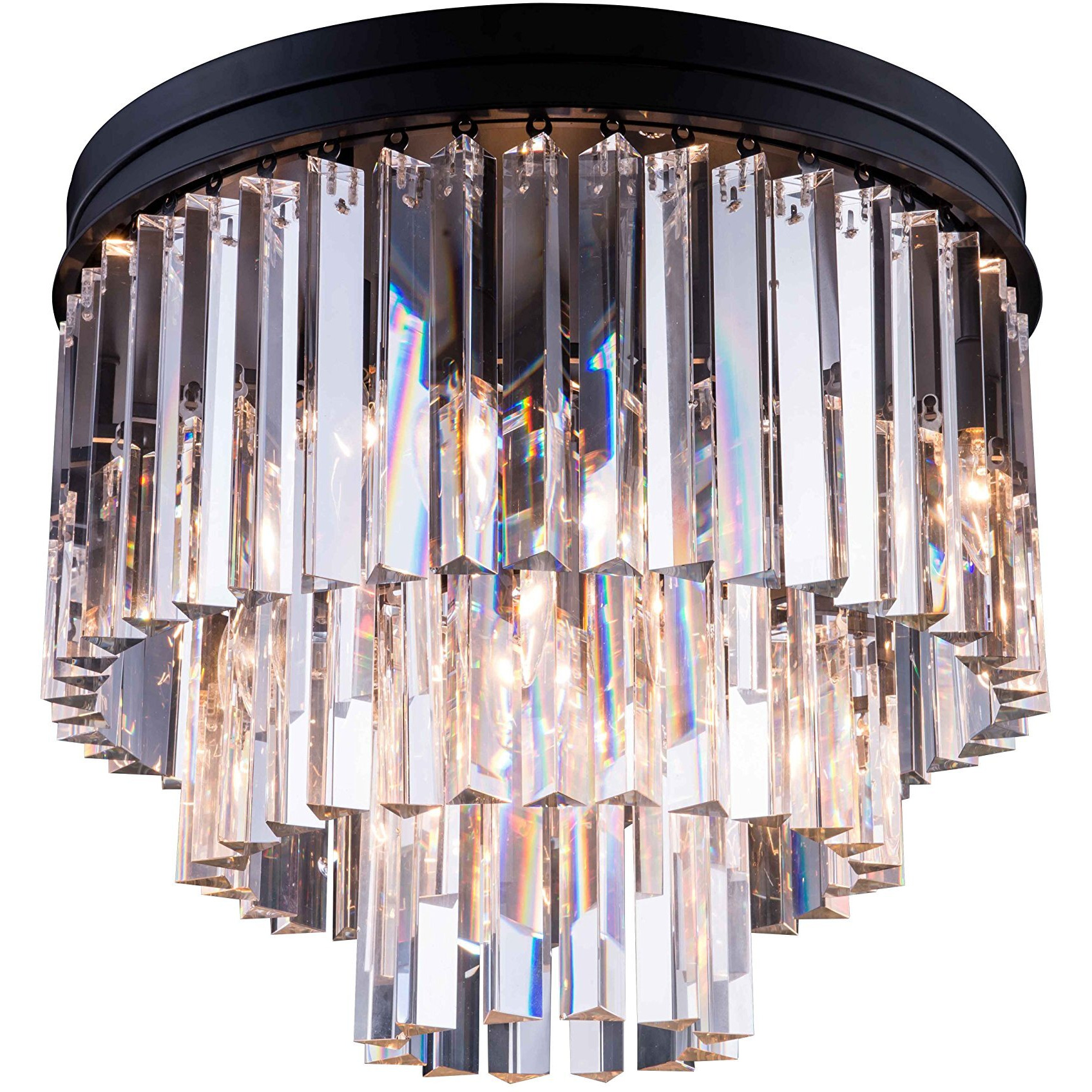 Elegant Lighting Sydney Collection 9-Light Flush Mount with Royal Cut Crystals, Mocha Brown Finish