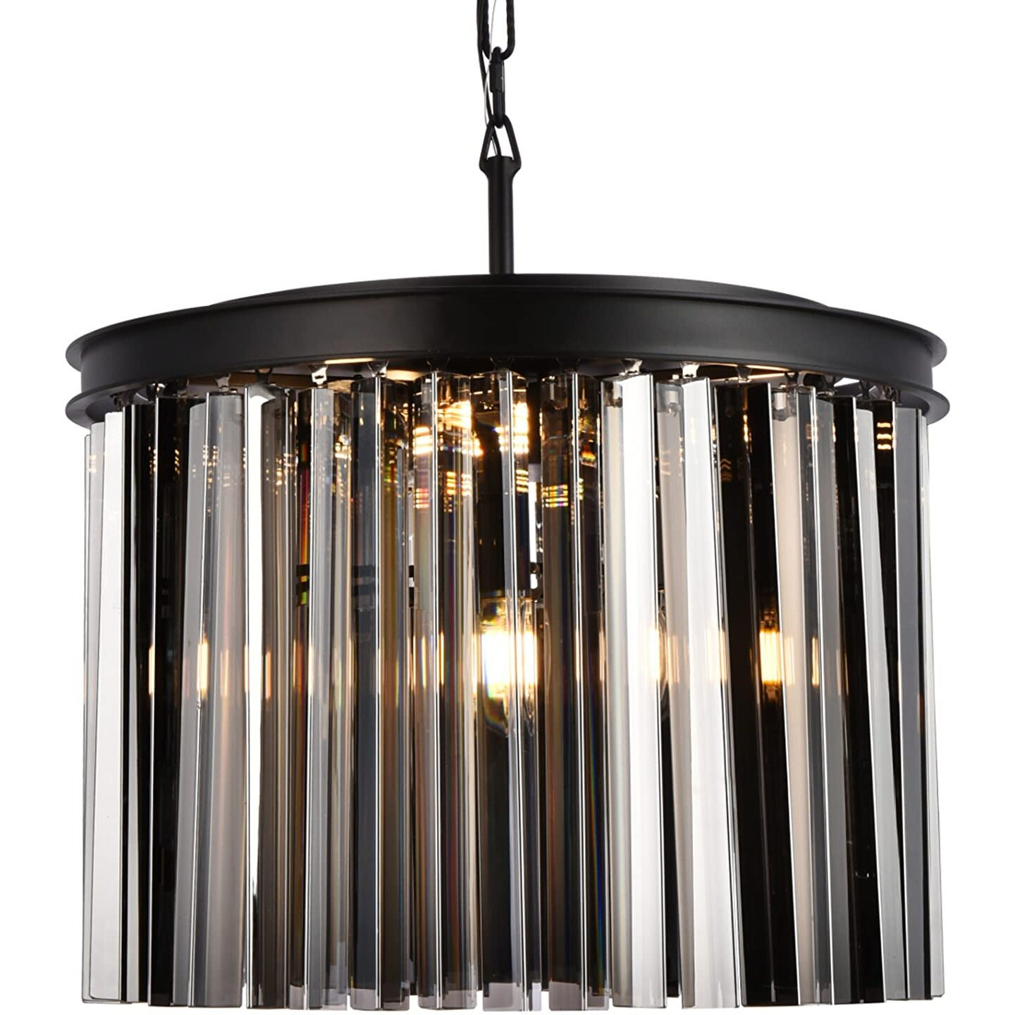 Elegant Lighting Sydney Collection 6-Light Pendant Lamp with Royal Cut Silver Shade Crystals, Mocha Brown Finish