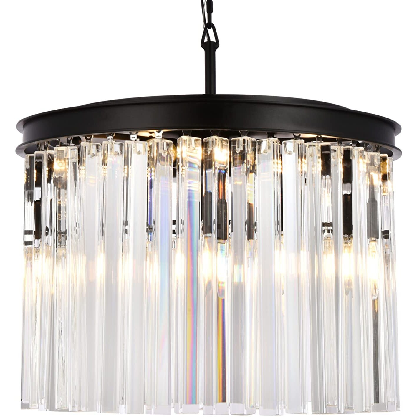 Elegant Lighting Sydney Collection 1208D20MB/RC 6-Light Pendant Lamp with Royal Cut Crystals, Mocha Brown Finish