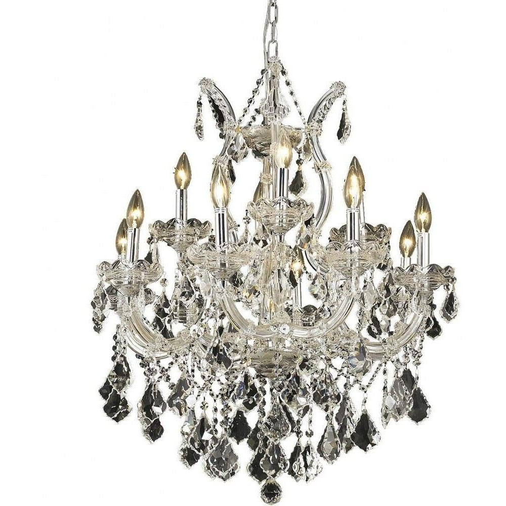 Elegant Lighting 2800D27C/RC Maria Theresa Collection 13-Light 27  Chrome Chandelier ith Clear Royal Cut Crystal